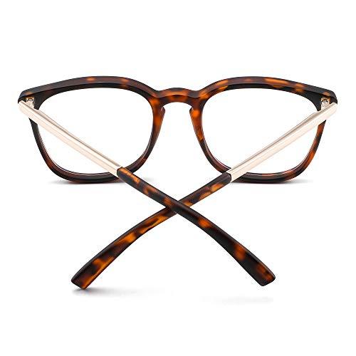 GLINDAR GLINDAR Blue Light Blocking Glasses Square Nerd Computer Glasses for Men Women Anti UV Headache Eye Eyestrain Tortoise