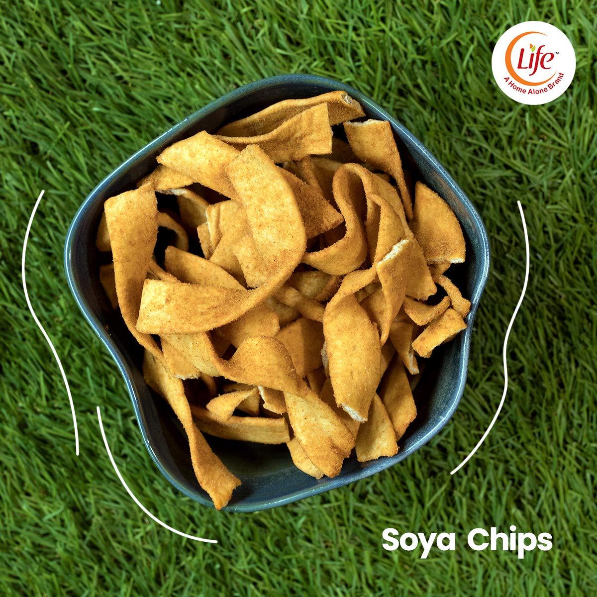 Life Life SOYA Chips Fiber Gluten Free | Schezwan | Flavour (Each-150g) Namkeen & Protein Snack Evening Party Munch Anytime Crunch |Pack of 4| (Combo Pack - 600g)