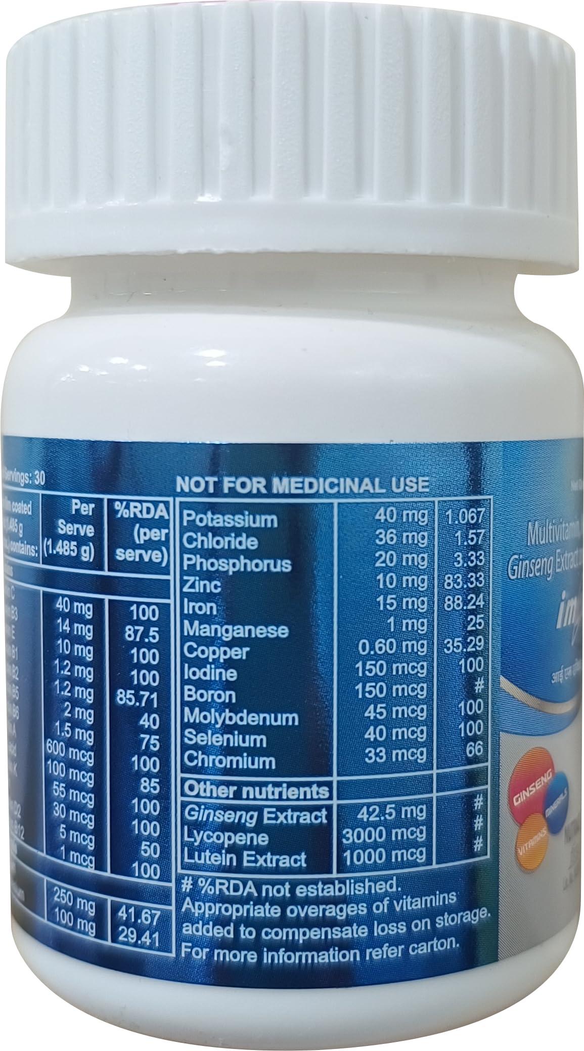 I M ACTIVE I M Activ Multivitamin Multimineral Tablets with Vitamin C, Vitamin E, Vitamin A, Protein, Ginseng Extract Helps in Maintain Body Weight, Immunity & Healthy Skin (Men, 30 Tablets)