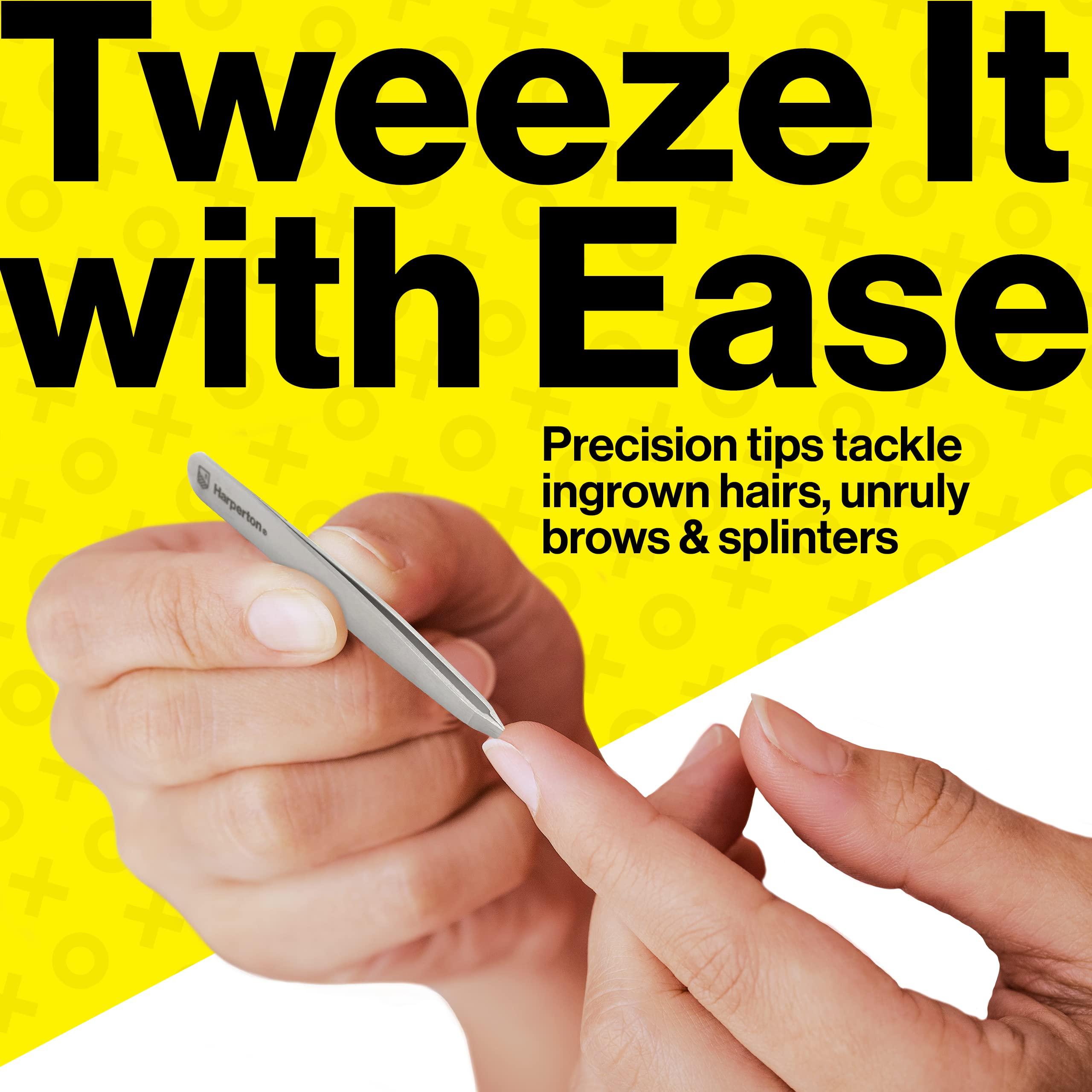 Harperton Harperton Pluckit - Professional Tweezers Set - Slant + Pointed Precision Tips