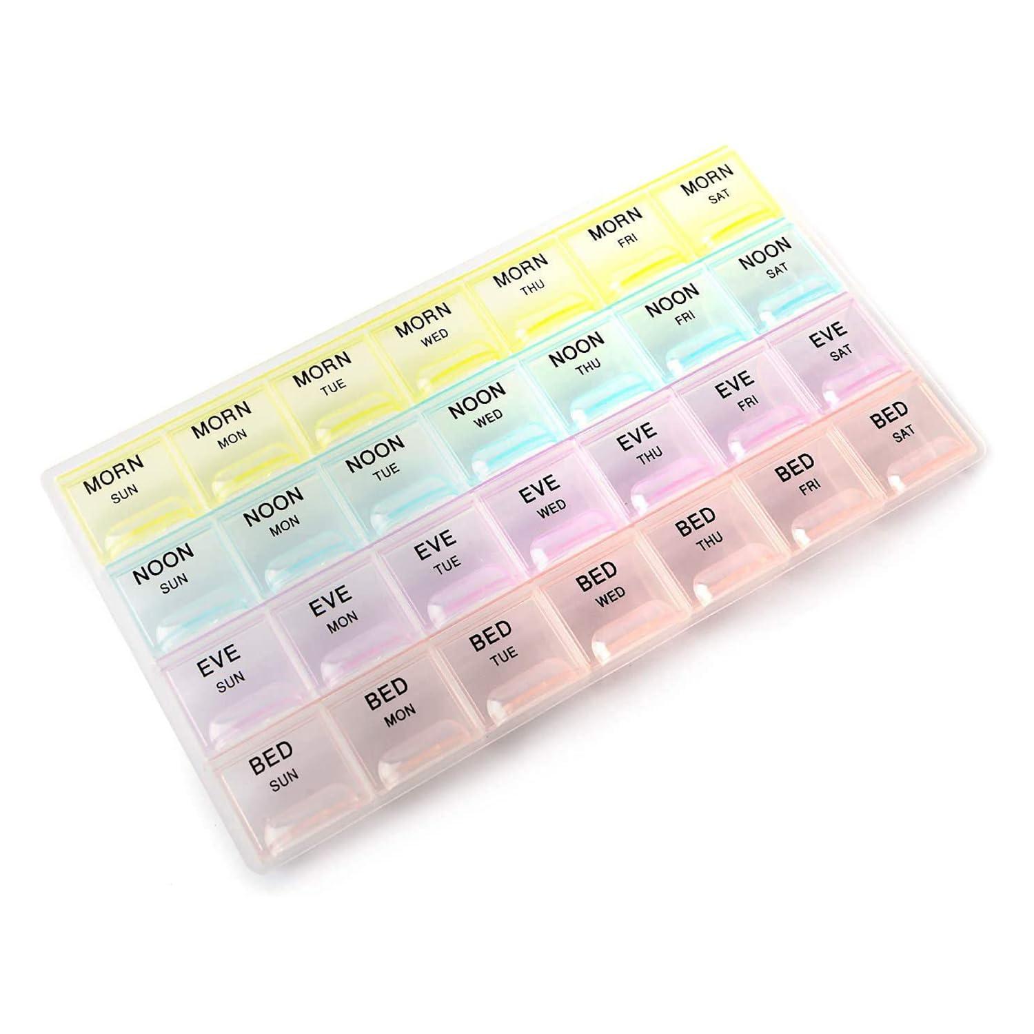 Oblivion Oblivion 7-Day Medicine Organizer Box  Portable Weekly Pill Planner Case for Home, Compact Travel Container & Vitamin Holder for Daily Health Storage and 4-Week Dispenser Kit