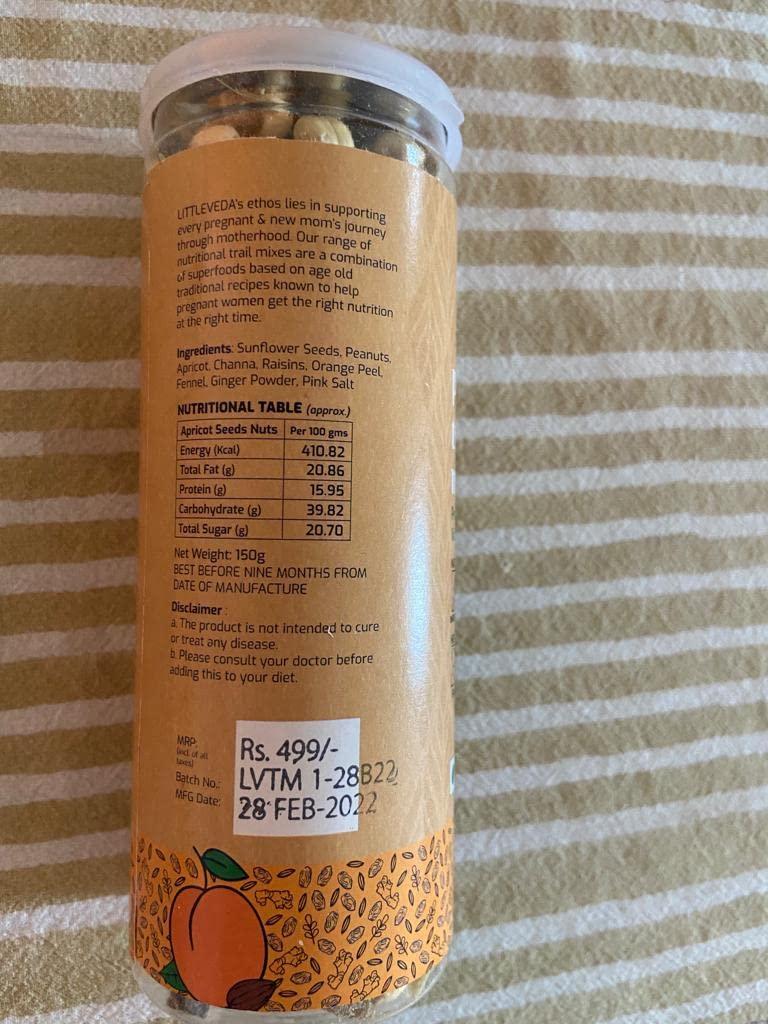 LittleVeda LittleVeda Pregnancy Trail Mix - Apricot,Seeds&Nuts(Trimester1&2) - Healthy Nutritious Pregnancy Snack, Superfood for Mom's to be