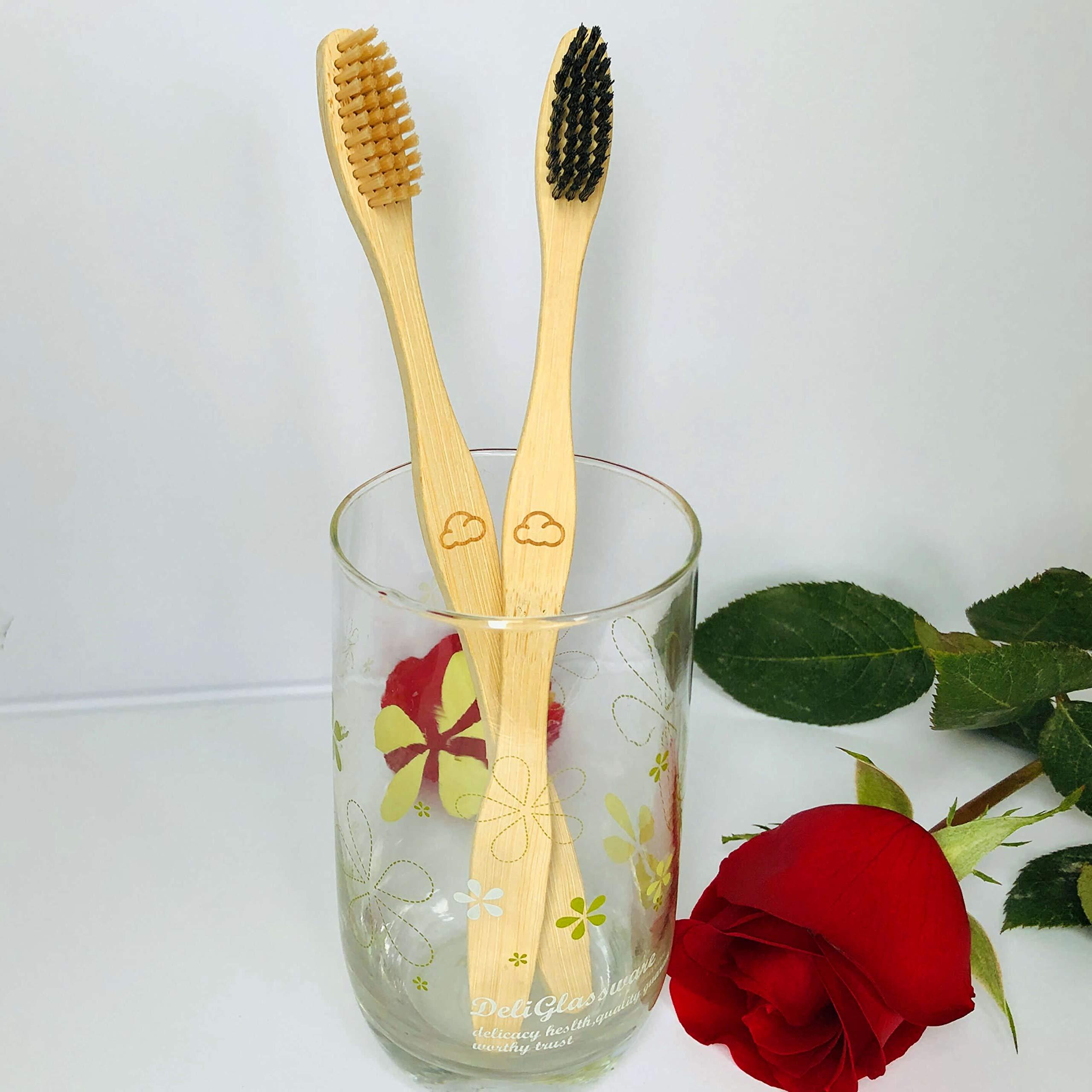 Goaycer Goaycer Bamboo Toothbrush Medium Bristle , 10Pcs Biodegradable Bulk Wooden Toothbrushes