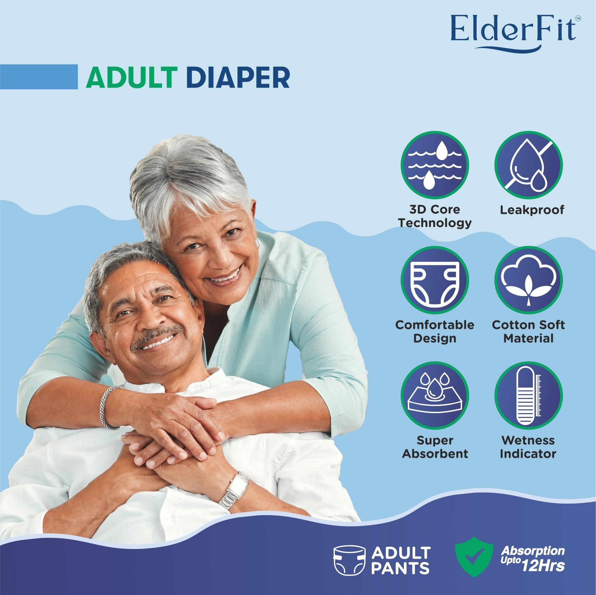 ElderFit ElderFit Pant Style Adult Diaper Large Size Unisex, High Absorbency & Leakproof (Waist Size: 30-48 Inch, 10 Counts)