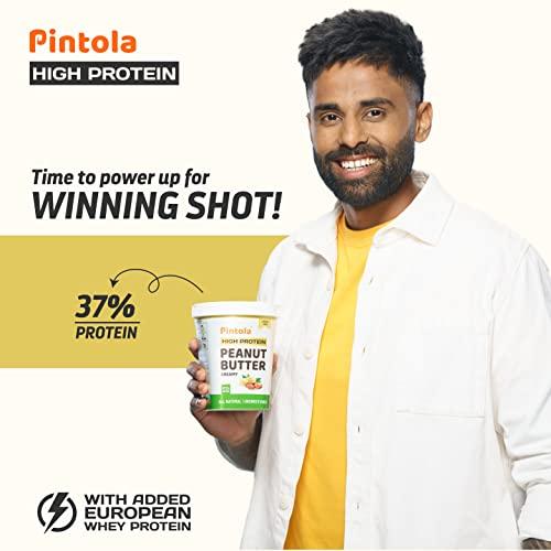 Pintola Pintola High Protein All Natural Peanut Butter | Unsweetened | 37% Protein | Imported Whey Protein and Roasted Peanuts (Creamy, 510g)
