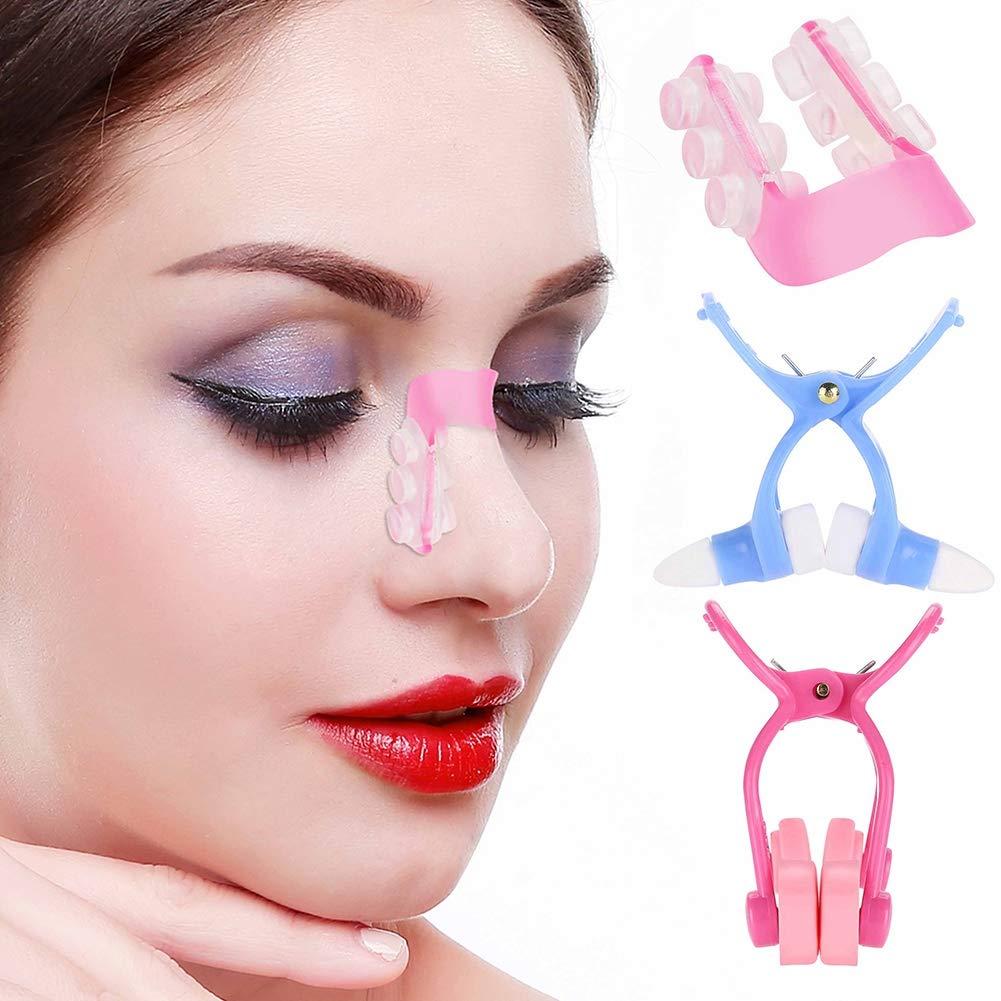 Sonew 3Pcs Nose Shaper Clip Nose Up Lifting Painless Nose Up Lifting Shaping Clip Nose Bridge Straightener Corrector, Soft Safety Silicone Nose Lifter Beauty Clip Tools for Women Men
