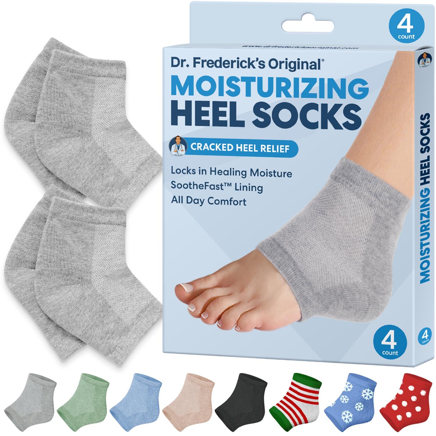 Dr. Frederick\'s Original Dr. Frederick\'s Original Moisturizing Heel Socks For Cracked Heel Treatment - 2 Pairs - Stop Cracked Heels In Their Tracks, Grey