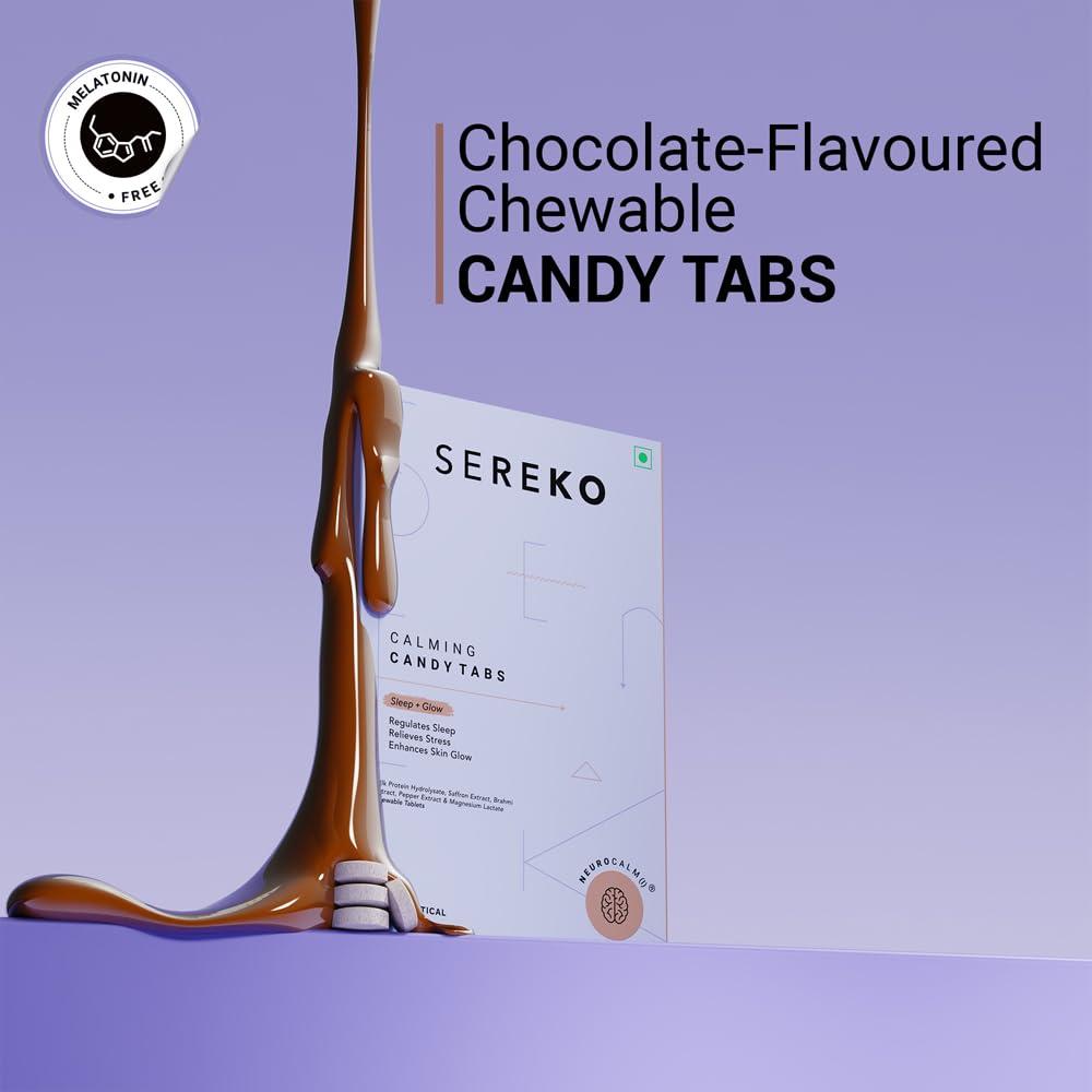 Sereko Sereko Calming Candy Tabs Supplements, Improve Quality Sleep, Reduce Stress Levels, Mood Swings & Enhance Overall Skin Health for Women & Men | Non - Addictive 10 Tablets
