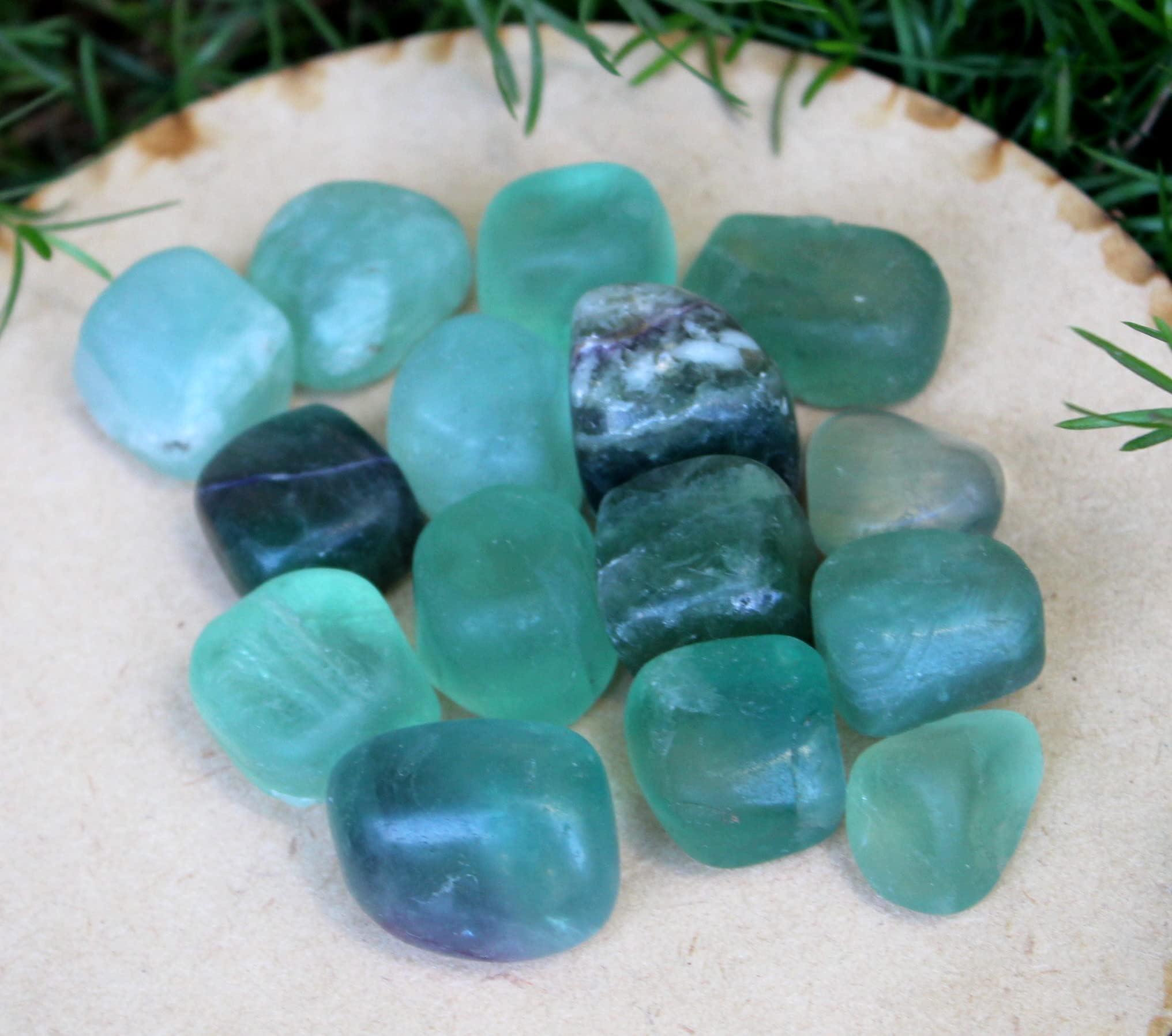 Jet International Crystal Jet Green Flourite Tumbled Stone Approx 0.75 To 1" inch Free 40 Page Booklet on Jet International Crystal Therapy. 100 grams Attractive Genuine A Grade
