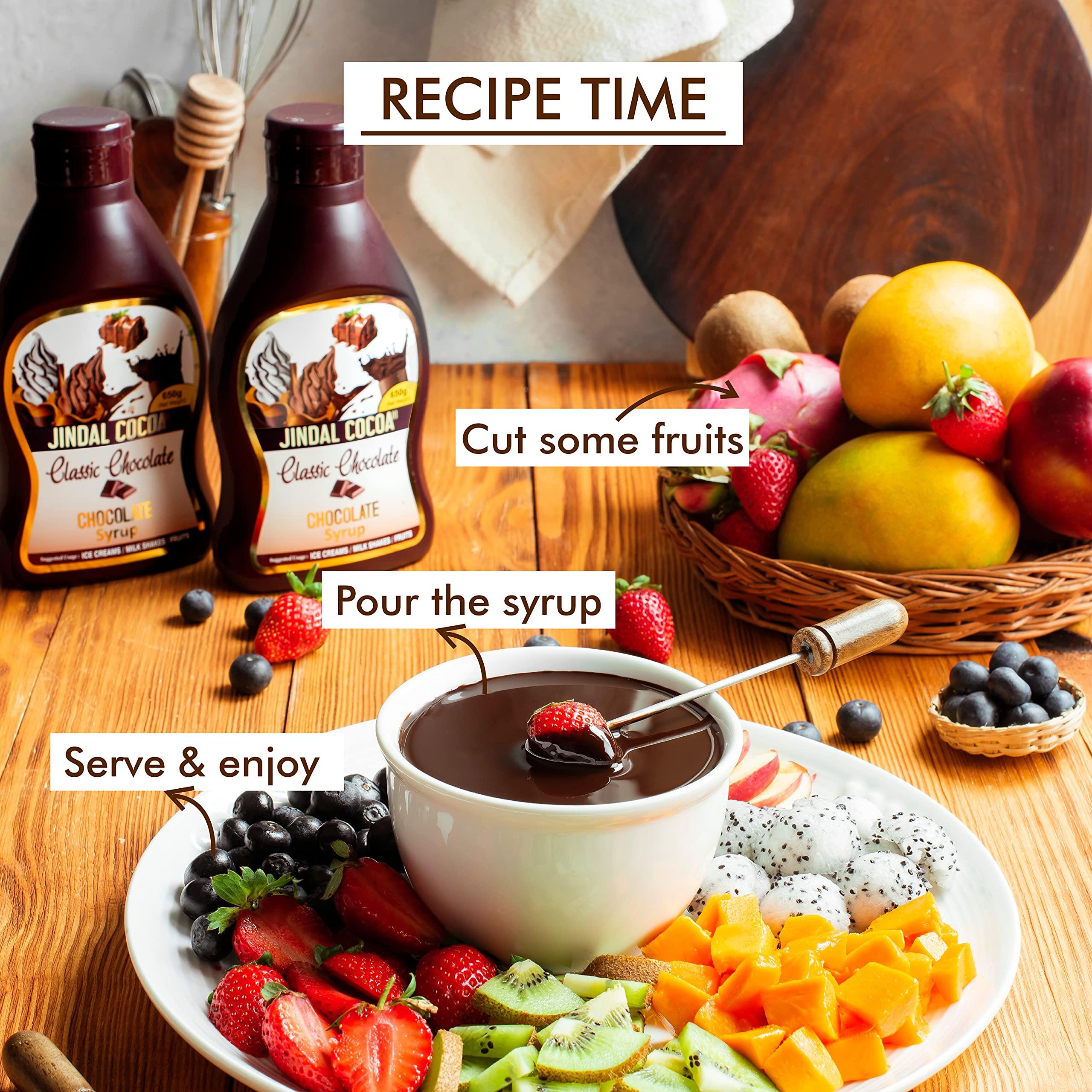 Jindal Cocoa JINDAL COCOA Classic Chocolate Syrup 650 Gm | Pack Of 2 | Thick and Gooey | Chocolate Sauce for Delicious Hot Or Cold Chocolate Drinks & Dessert Topping | No Malt | No Cornstarch | No Colors | No Trans-Fat | 100% Vegetarian