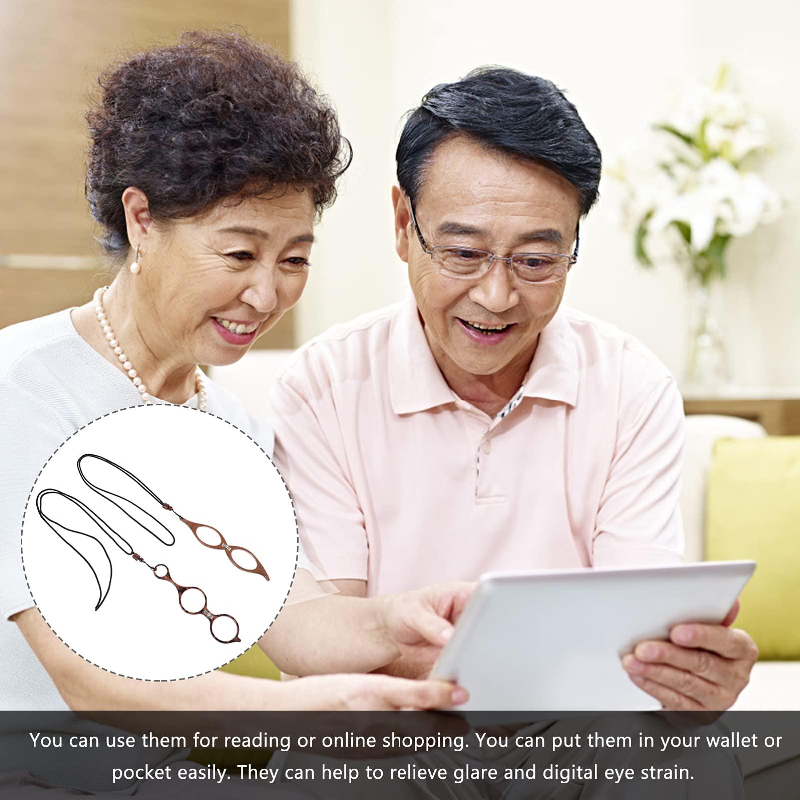 FOMIYES FOMIYES Necklace Folding Reading Glasses, 2 Pcs 1 Set Portable Hanging Neck High- definition Glasses, Exquisite Mini Readers Glasses for Men Women