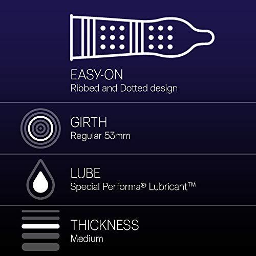 Durex Durex Mutual Climax Condoms for Men & Women - 10 Count | Extra Dotted and Ribbed for Pleasure|Suitable for use with lubes & toys & Mutual Climax Condoms for Men & Women - 10 Count (Pack of 2)