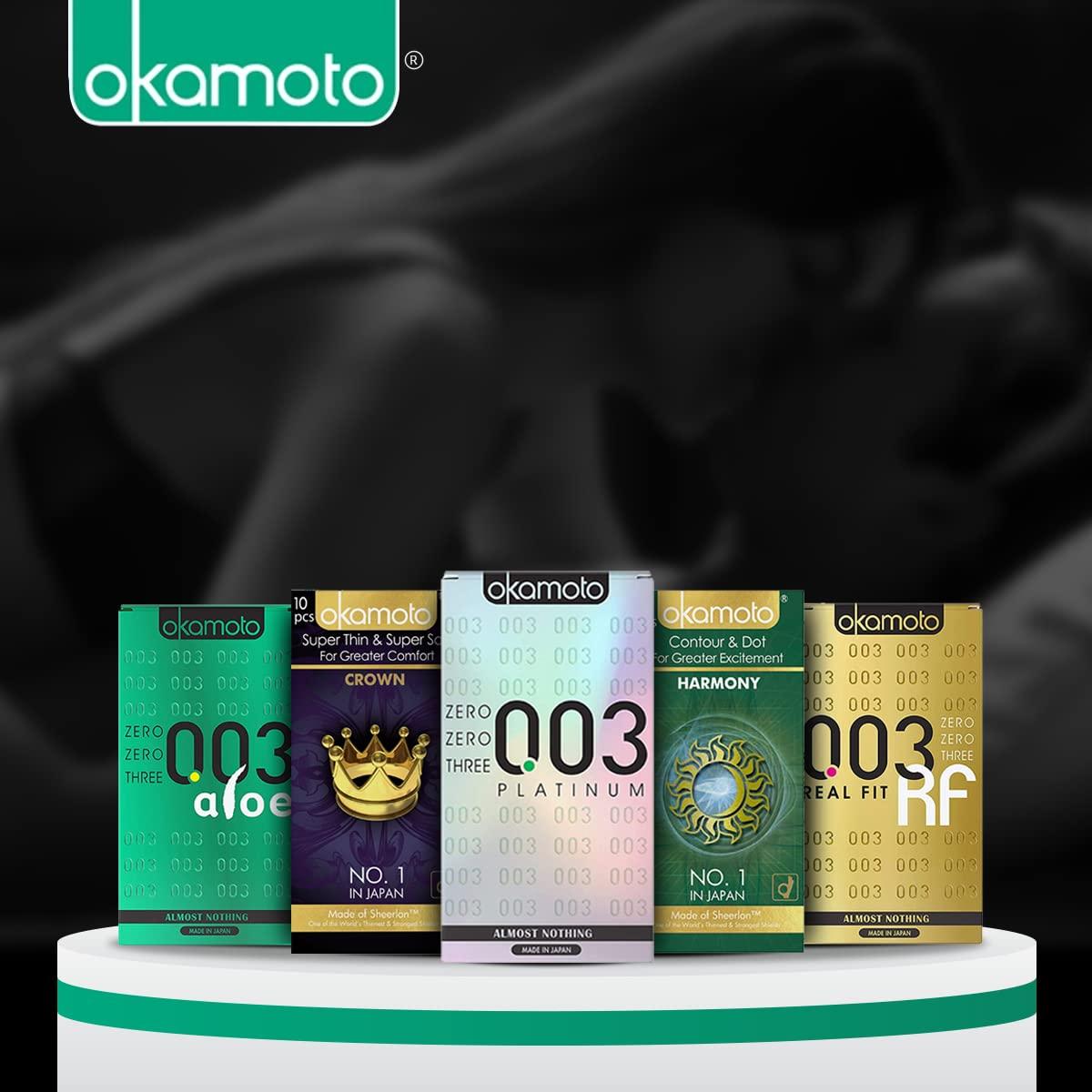 OKAMOTO Okamoto Condom | Ultra Thin Condoms for Men | Thinnest Premium Japanese Condoms | Made In Japan | 0.03 mm thin | 003 Platinum (Pack of 1)