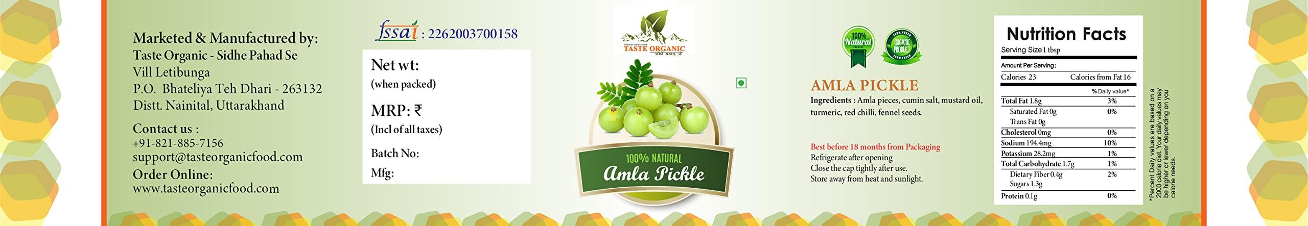 Taste Organic Taste Organic Amla (Gooseberry) Pickle (350 gm), Sidhe Pahad Se