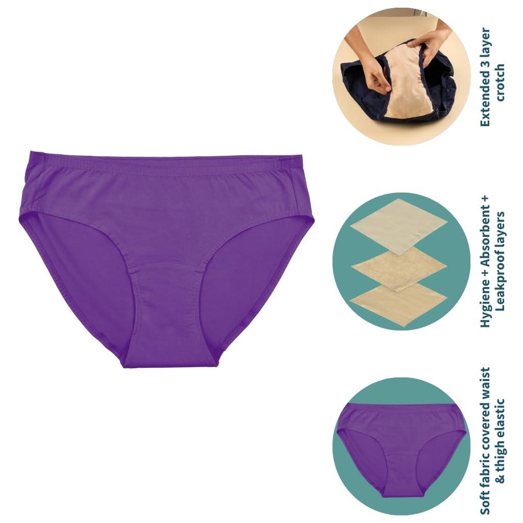 Pristine Life Pristine Life | Urine Leak Proof Panties For Women | Wash & Reusable | Absorbs Light Urine Leaks | Anti Bacterial, Hygienic & Leakproof | Comfy Cotton | Pack Of 1 | Magentra | M