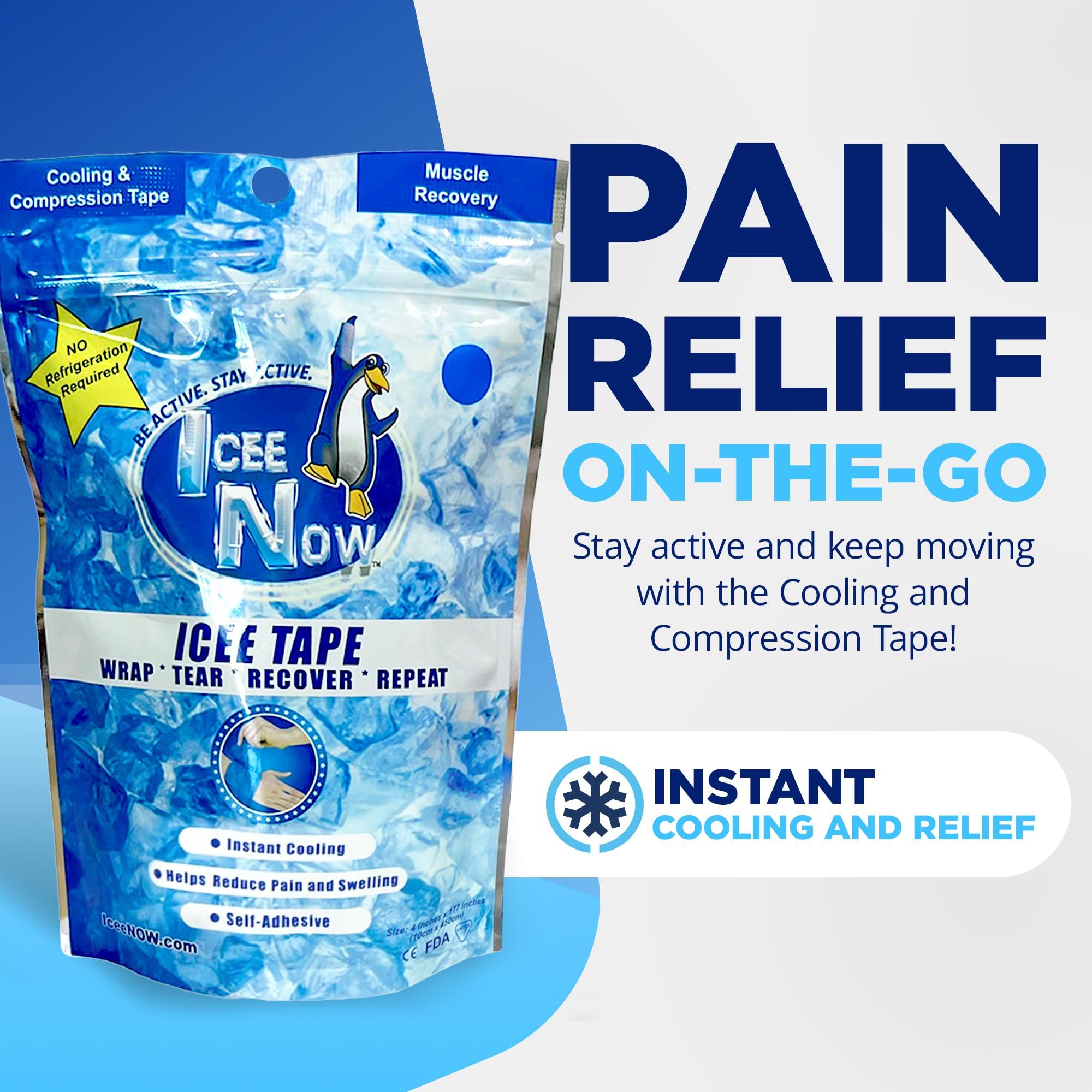 Icee Now IceeNOW Cooling and Compression Wrap-with Instant Cooling Relief, This Ice Tape is The Go Anywhere, Use Any Time, Muscle Recovery Solution (Orange Color)