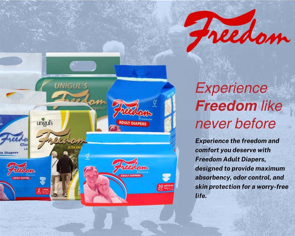 UNIGUL\'S Freedom Classic Adult Diapers - Comfortable, Reliable, and Discreet Incontinence Protection with Superior Absorbency and Odor Control (M)