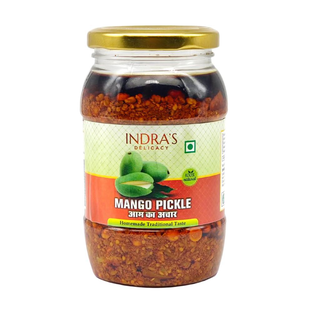 Indra\'s Delicacy Indra\'s Delicacy Mango Pickle/Aam Ka Aachar/Kairi Ka Aachar/Spicy & Tasty Pickle/Homemade Mango Pickle/Aachar/Row Mango pickles (No Artificial Preservatives, 400GM)