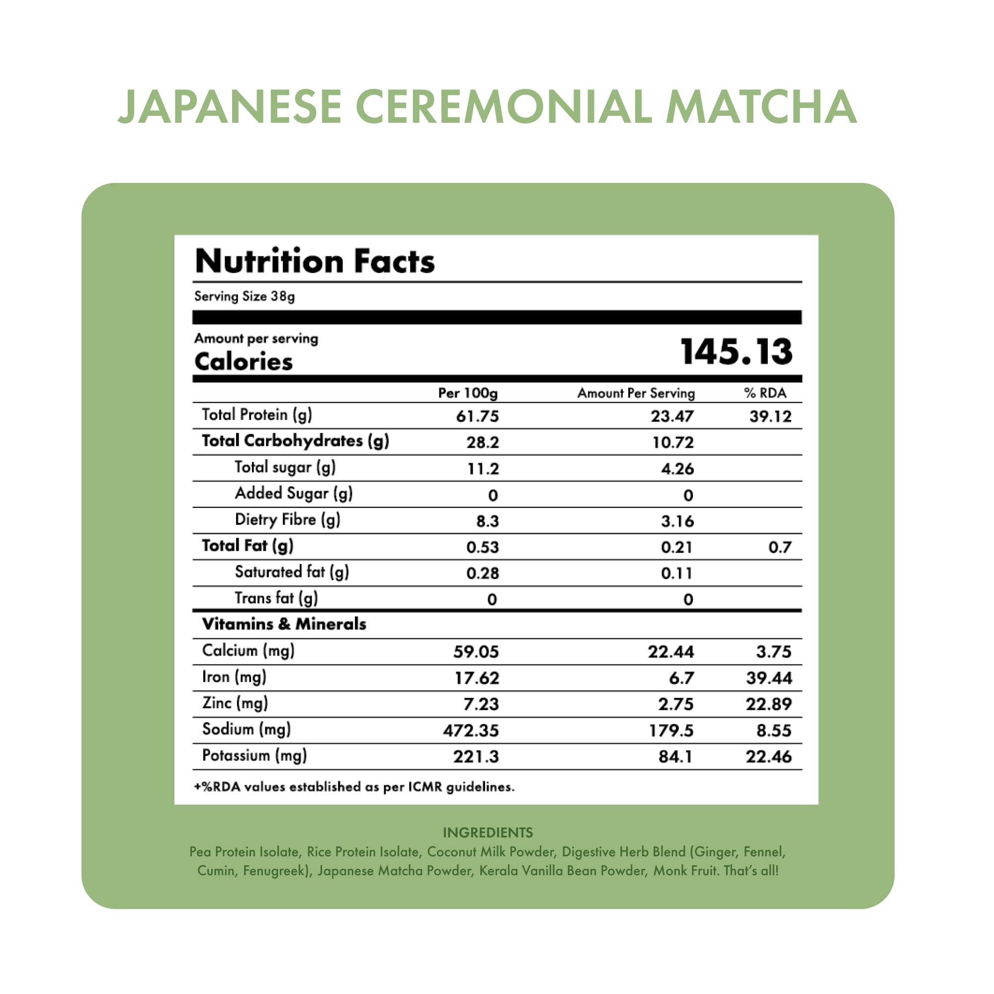 cosmix Cosmix No Nonsense Plant Protein - Organic Pea & Rice Isolate | Gut Friendly Superfoods | Complete Amino Acid Profile | Easy Digestion | 24g Protein/Sachet| Vegan | Matcha (Pack of 6)