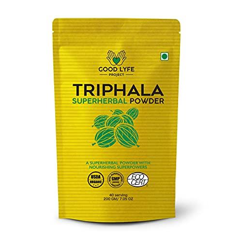 Good Lyfe Project Good Lyfe Project 100% Organic Triphala Churna Powder 3 2 1 Ratio of Amla Baheda and Harad For Healthy Digestion Effective For Windi Gas Relief Constipation and Digestive Disorders (200 gm)
