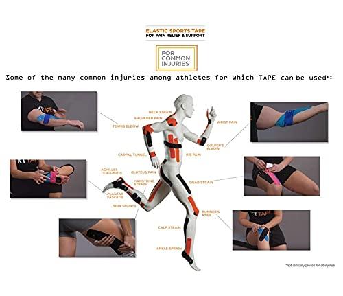 Electrotech HealthOn Kinesiology Tape | Kinesiology Tapes Waterproof | Sports Tape | Knee, Elbow, Shoulders, Ankles, Wrists, Back, Neck, arms & Thigh on Injury | Uncut Muscle Support Tape | 5cm x 5m roll