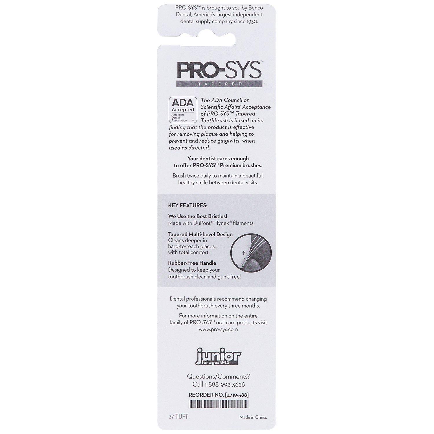 Pro-Sys PRO-SYS® Junior Toothbrush - Tapered Bristles, Pack of 4.