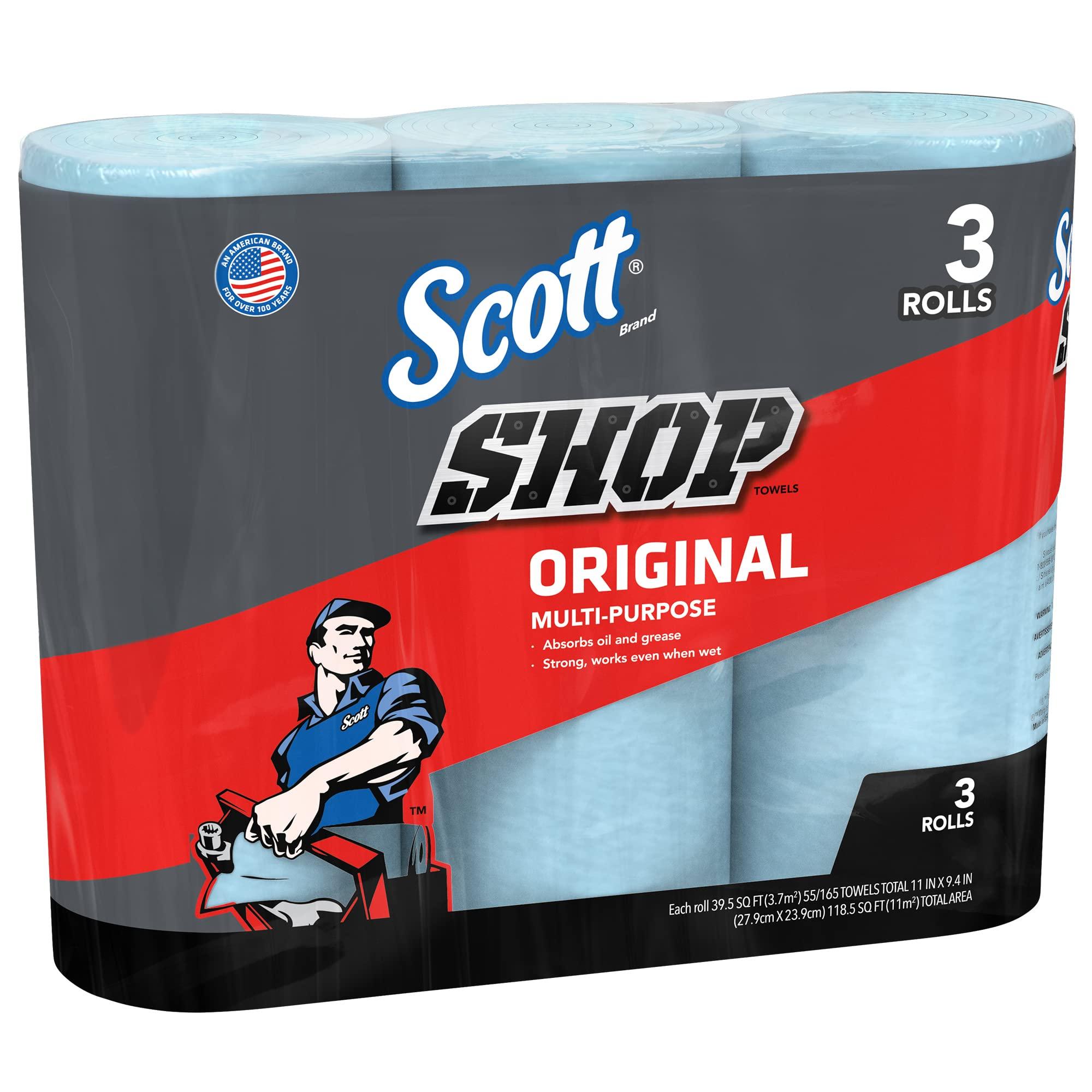 SCOTT SHOP ORIGINAL Scott 75143 Scott Shop Towels, Blue (3 Rolls, Pack of 165)