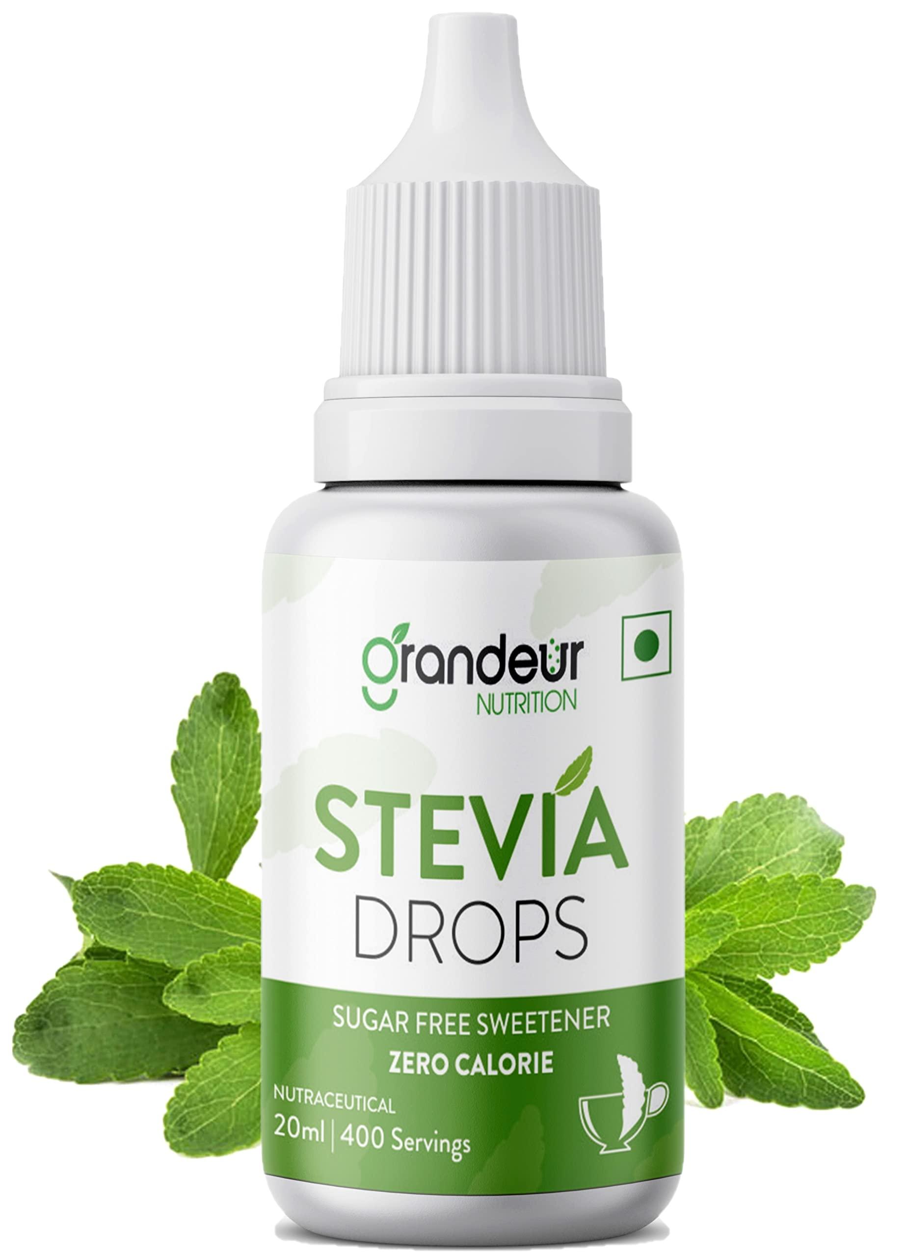 GRANDEUR Grandeur Zero Colorie Sugar Free Stevia Drops, No Maltodextrin No Dextrose, For Keto Diet & Weight Watchers, Sugar Substitute - 20ml (400 servings)