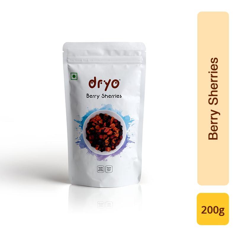 dryo Dryo Healthy Snack Berries Sherries Mix Dried Berries (Cranberries, Blueberries, Strawberries, Black Currants) for Kids and Adult (Pack of 1) - 200 g