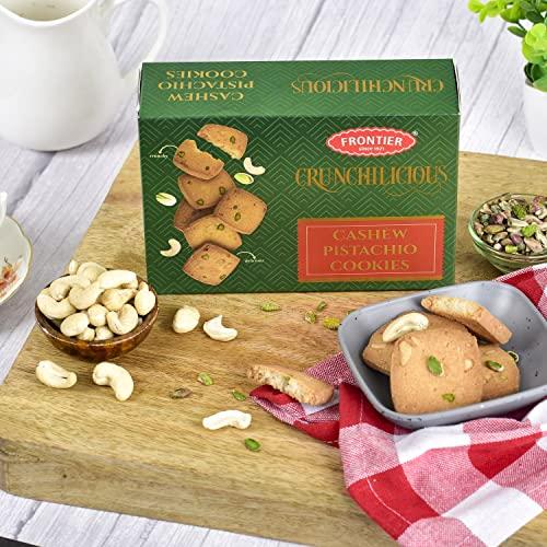 FRONTIER Frontier Biscuits - Cashew Pistachio Cookies for Birthday, Festivals Gift, Crunchy and Delicious Eggless Healthy Kaju Pista Loaded Cookies, Best Bakery Biscuit Pair it with Tea & Coffee – 300 G