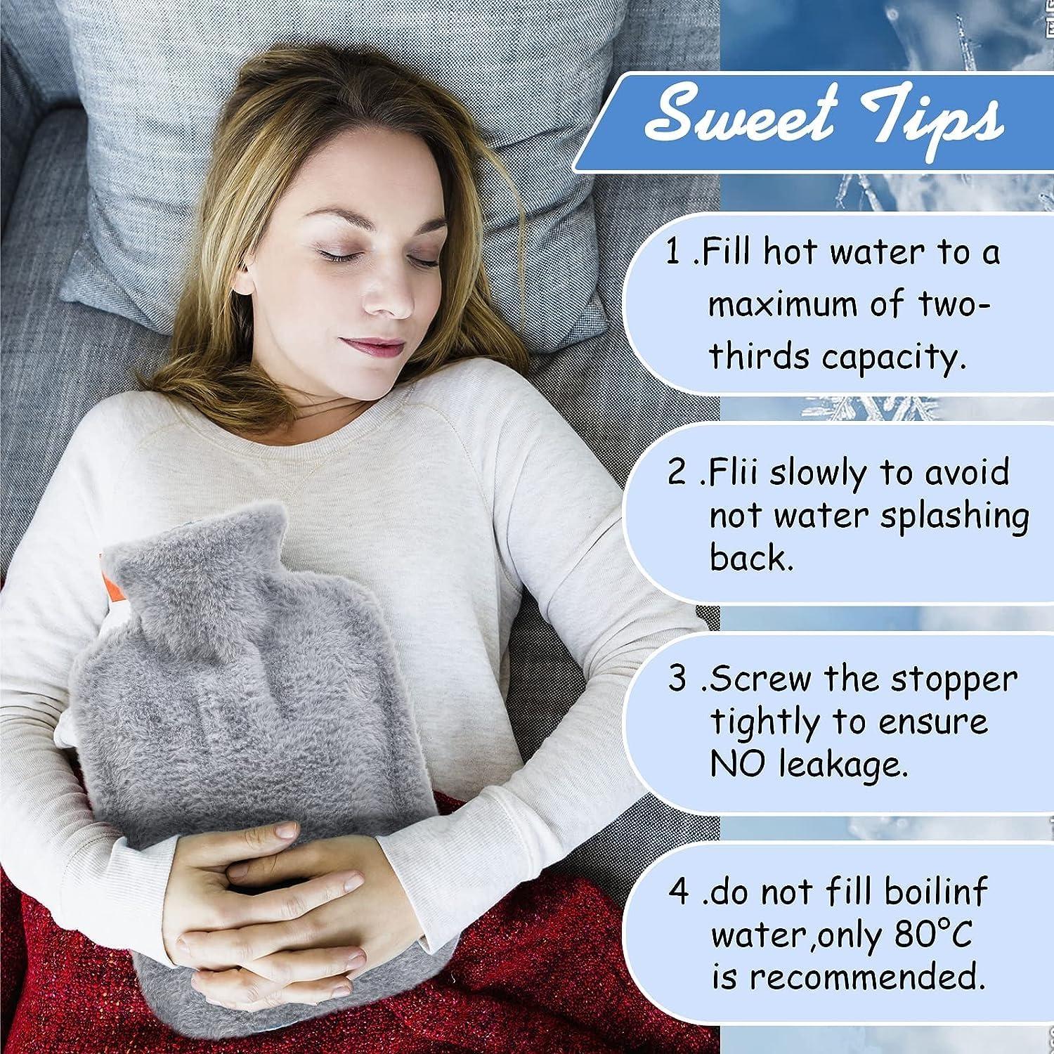 Onprix Onprix Hot Water Bottle with Plush Cover 1L Cute Mini Hot Water Bag for Neck Shoulder Pain and Hand Feet Warmer Hot Water Bottle for Women Kids Gifts (Multi Color)