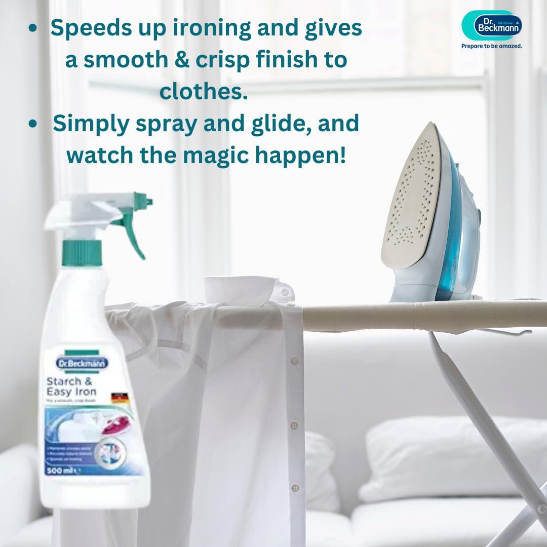 Dr Beckmann Dr. Beckmann Starch & Easy Iron 500ml | Iron Spray for a Smooth, Crisp Finish | Removes Creases Easily & Speeds Up Ironing | Starch Spray for Cloths | Wrinkle free instantly | Pack of 3