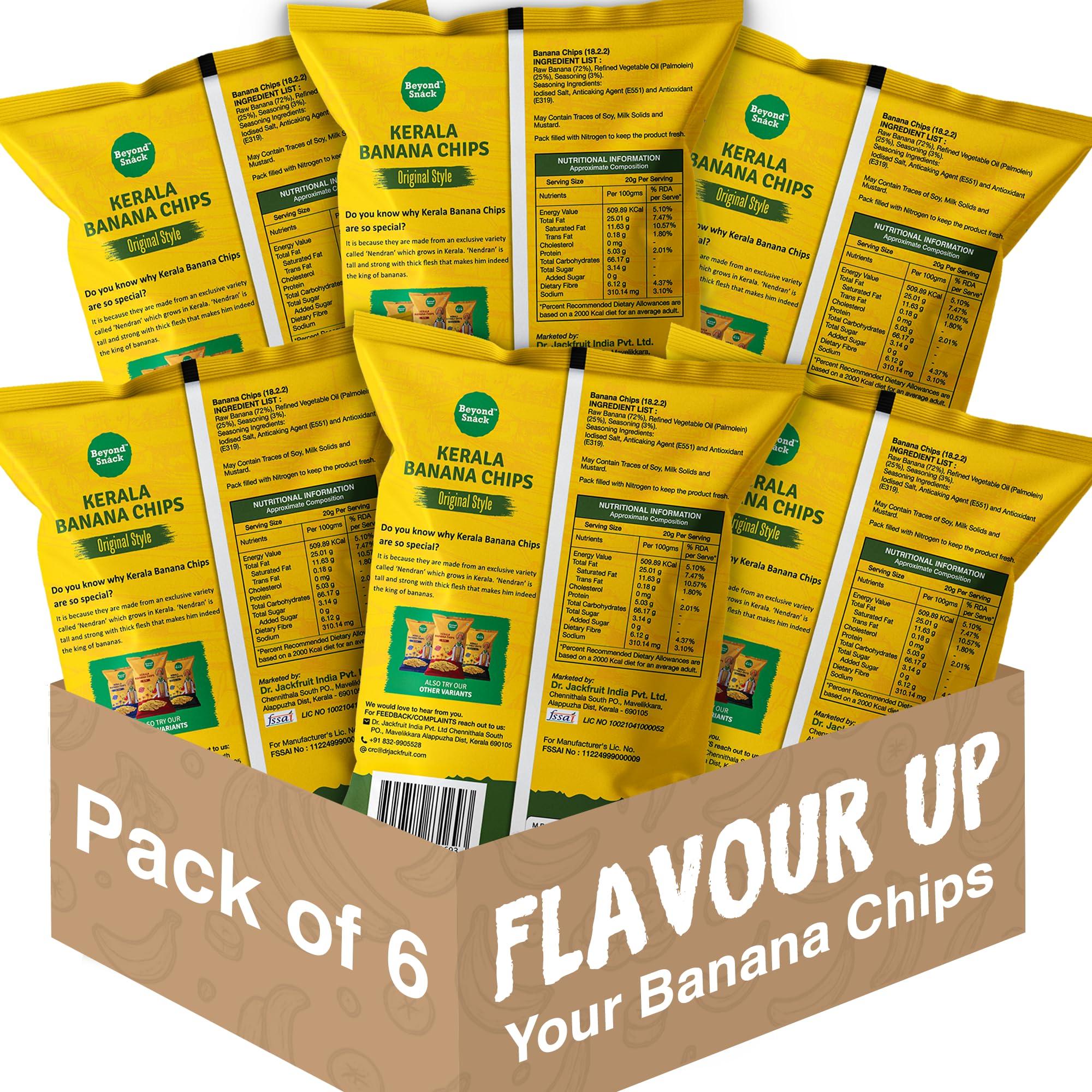 Beyond Snáck Beyond Snack Kerala Banana Chips Thin Crunch Crispy Snacks 600g (100g*6packs) - Party Pack (600gm (pack of 6), Original Style)