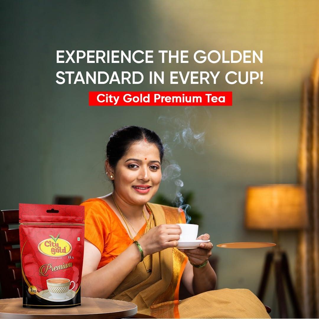 CITY GOLD City Gold Tea Premium Tea 250 Grams - 1kg | (250gm X 4 Packet Tea ) Best Assam CTC Tea 250 gm Premium Leaf Tea 1 KG | Refreshing Aroma CTC chai Premium Chai Patti 250 g CTC Black Tea