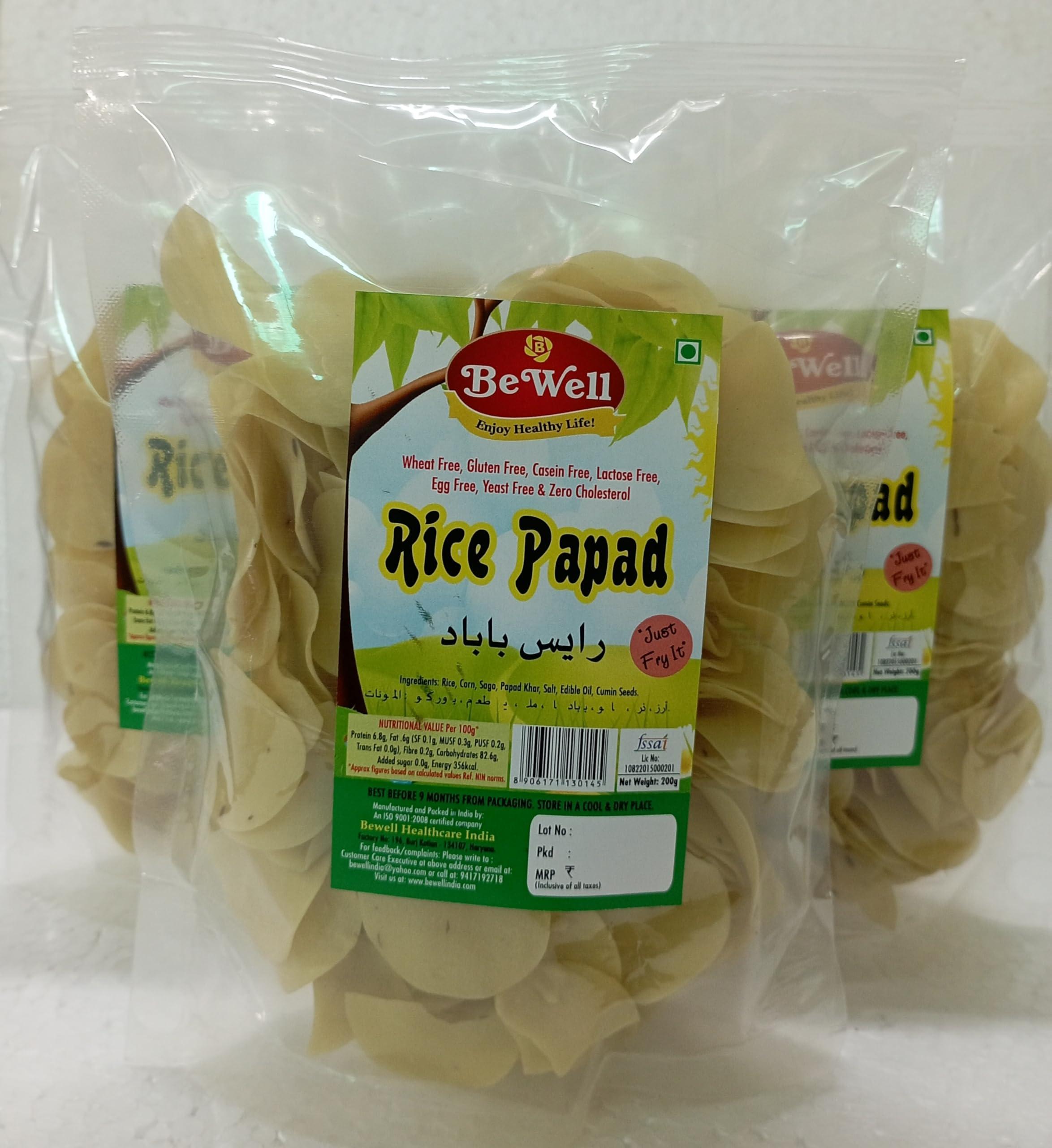 Bewell Bewell Gluten free rice Papad 200gx4 | Wheat Free | Dairy Free | 100% Vegan Papd