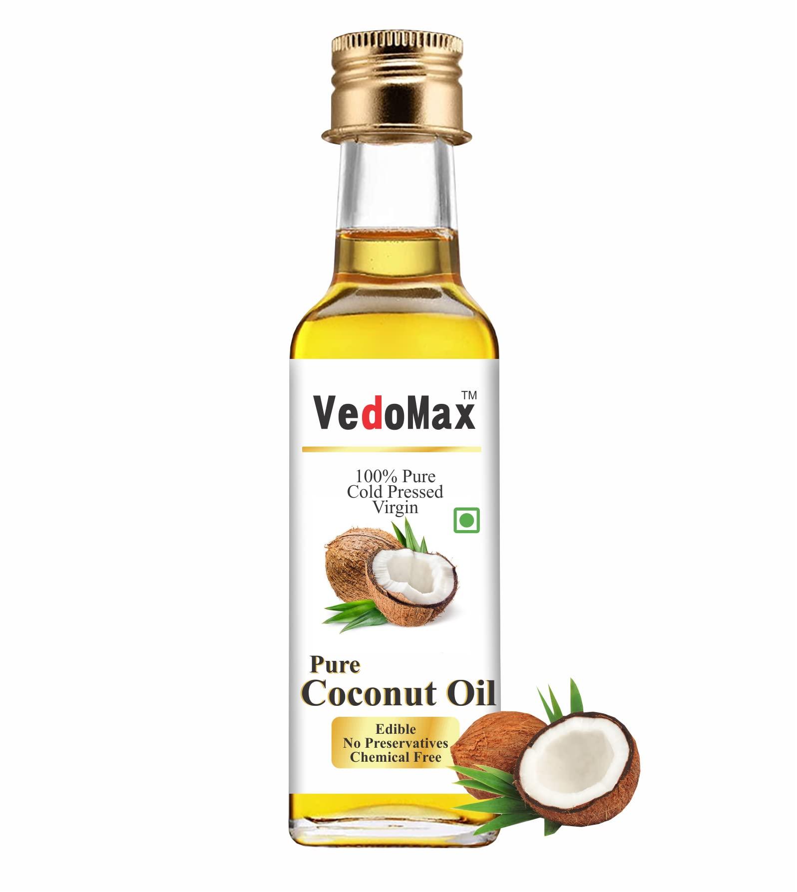 VedoMax VedoMax Ultra Pure Cold Pressed Natural Virgin Coconut Oil | 100% Pure Natural Virgin Coconut Oil For Dietary, Skin & Hair Use As Cooking oil, Skin Moisturizer & Hair Conditioner - (100 ML)