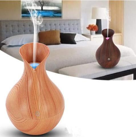 DALPHA DALPHA Wood Grain Vase Style Aroma Diffuser Ultrasonic Cool Mist Big Pot Wooden Humidifier with LED Lights (Multicolor)