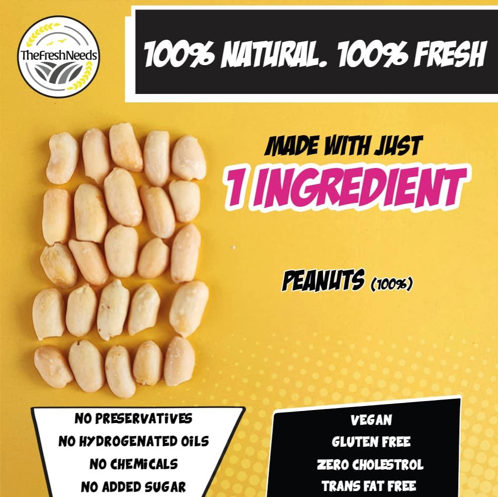 TheFreshNeeds TheFreshNeeds Natural Peanut Butter (Unsweetened Smooth) | Made Fresh on Order | 1kg | High Protein | Insanely Tasty & Healthy | 100% Peanuts | Sugar-free | 500gm x 2