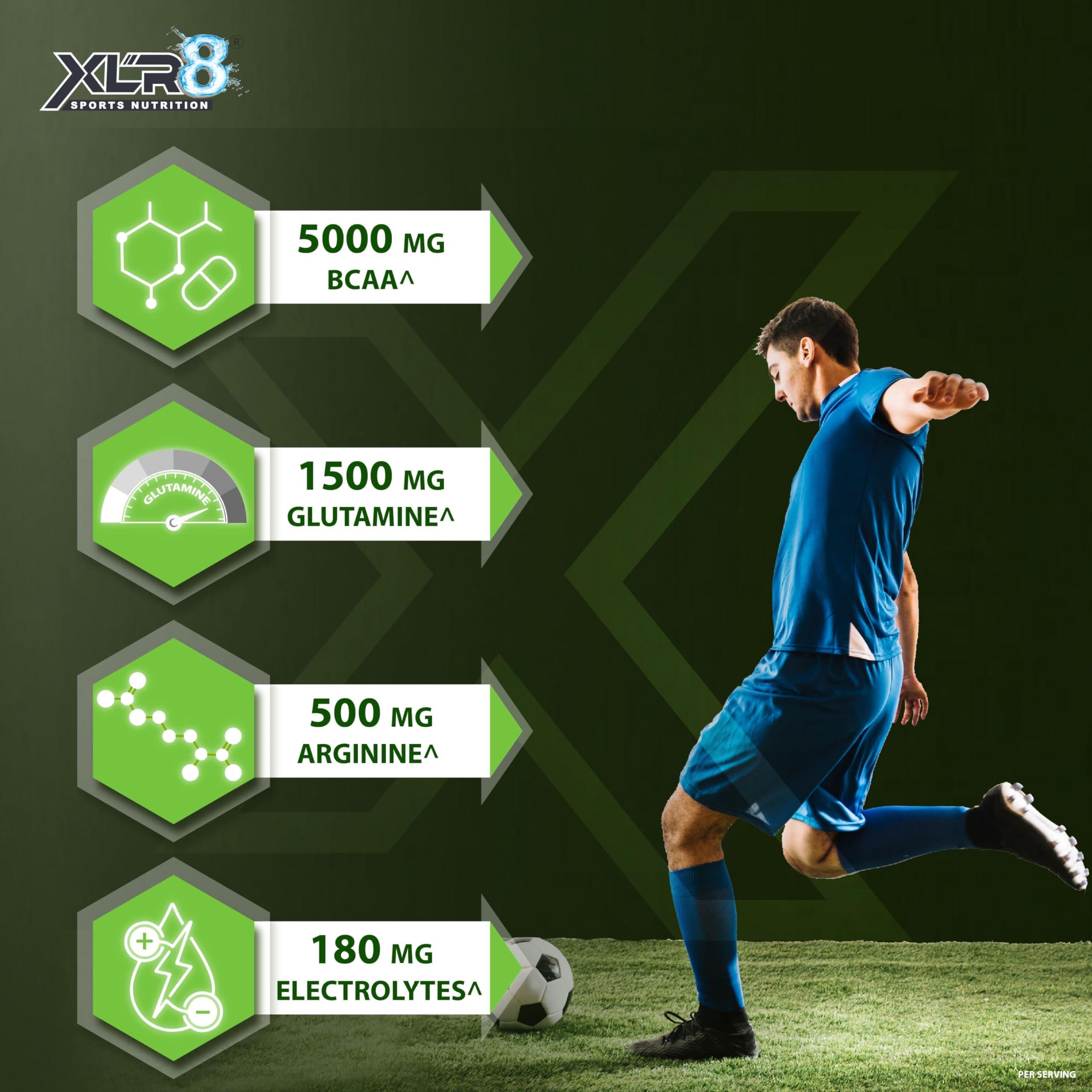 XLR8 XLR8 BCAA++ Powder Supplement 2:1:1 with Vegan Instantised BCAA 5000mg,1500mg Glutamine, 500mg Arginine &180 Electrolytes (450 g (Pack of 1, Guava)