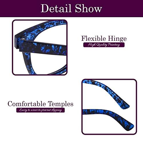 Dervin Dervin Blue Light Blocking Computer Glasses Gaming Filter Transparent Square Eyeglasses for Eye Protection Men and Women, Tablet/Laptop/Mobile/TV, Anti-blue & Anti eyestrain (Blue-Print)