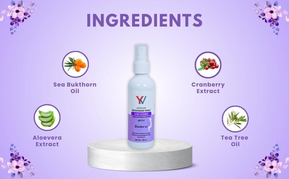 YV YV - Best Intimate Hygiene Wash for Women - Spray- pH Balanced - Daily Use Cleanser for Intimate Area - 100ml