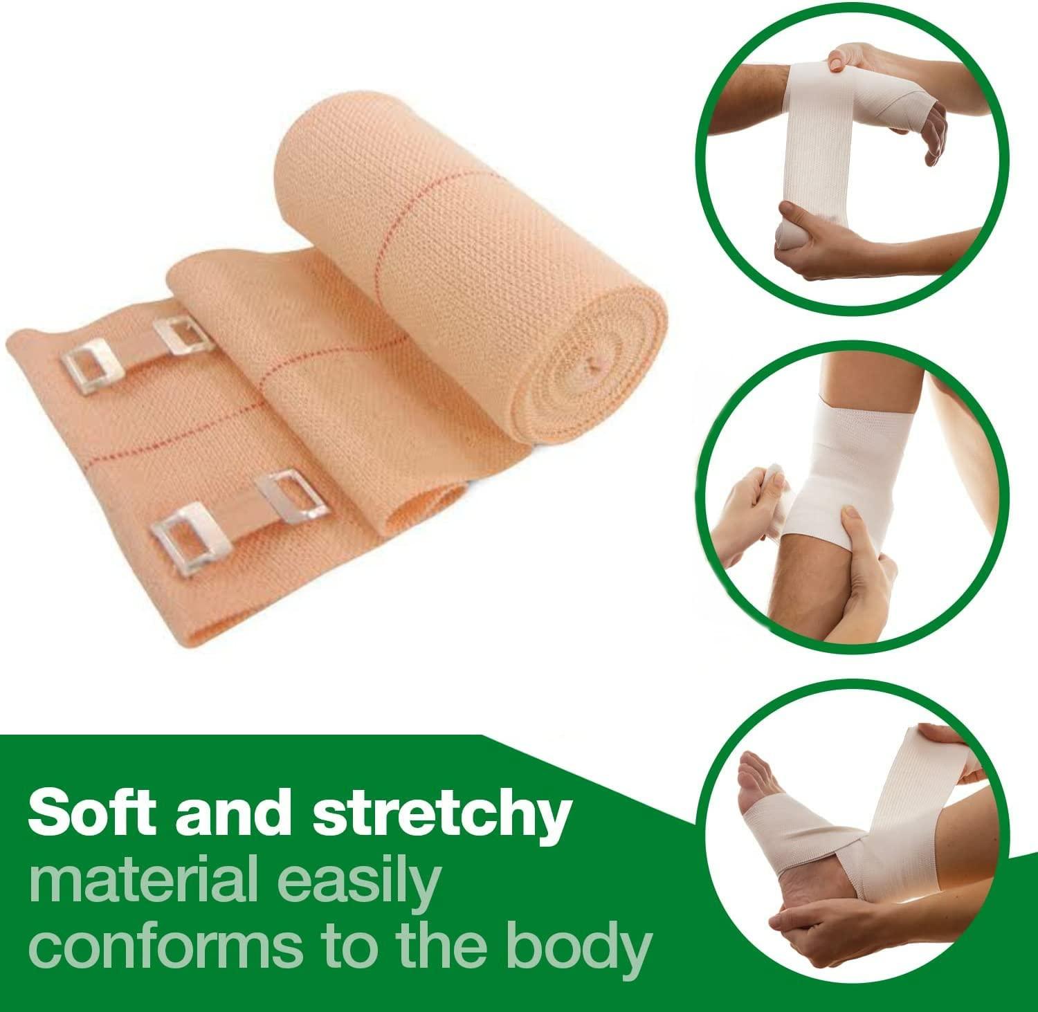 ALPHA LIFE CARE ALPHA LIFE CARE \"India Crepe\" Cotton Elastic Bandage Garam Patti Pain Relief For Knee, Leg, Hand, Foot, Finger Pain Support Available In 6Cm 8Cm 10Cm 15Cm (Medium 8 Cm X 4 Mtr) Pack Of 2