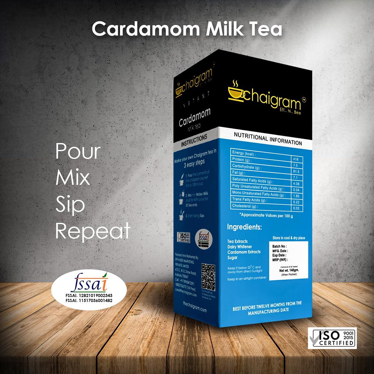 CHAIGRAM CHAIGRAM Cardamom Tea & Lemongrass Tea Instant Tea Premix (10 Sachets each pack, 10 x 14g =140g) Pack of 2