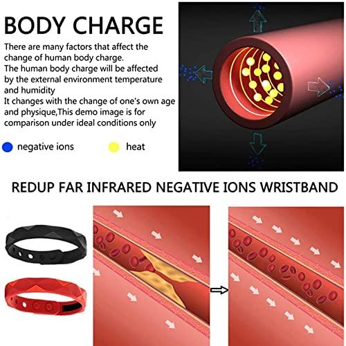Wosxpgg Redup Far Infrared Negative Ions Wristband, Anti-Static Silicone Sports Bracelet for Men Women,Waterproof, Sweatproof, Washable (B)