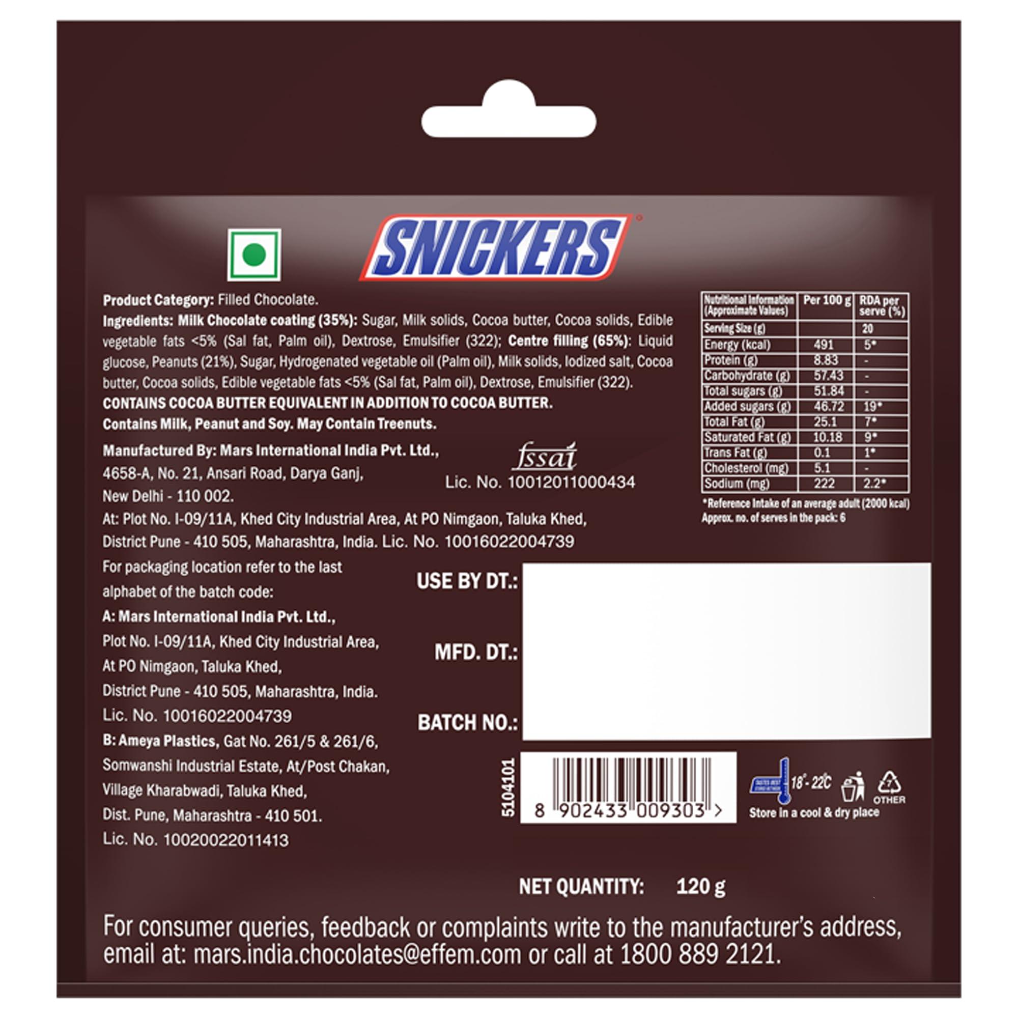 Snickers Snickers Peanut Filled Chocolate Value Pack | 3 Peanut Chocolate Bars | Loaded with Roasted Peanuts, Nougat & Caramel Delight | Imported Chocolate | Pack of 4 - 135 gram
