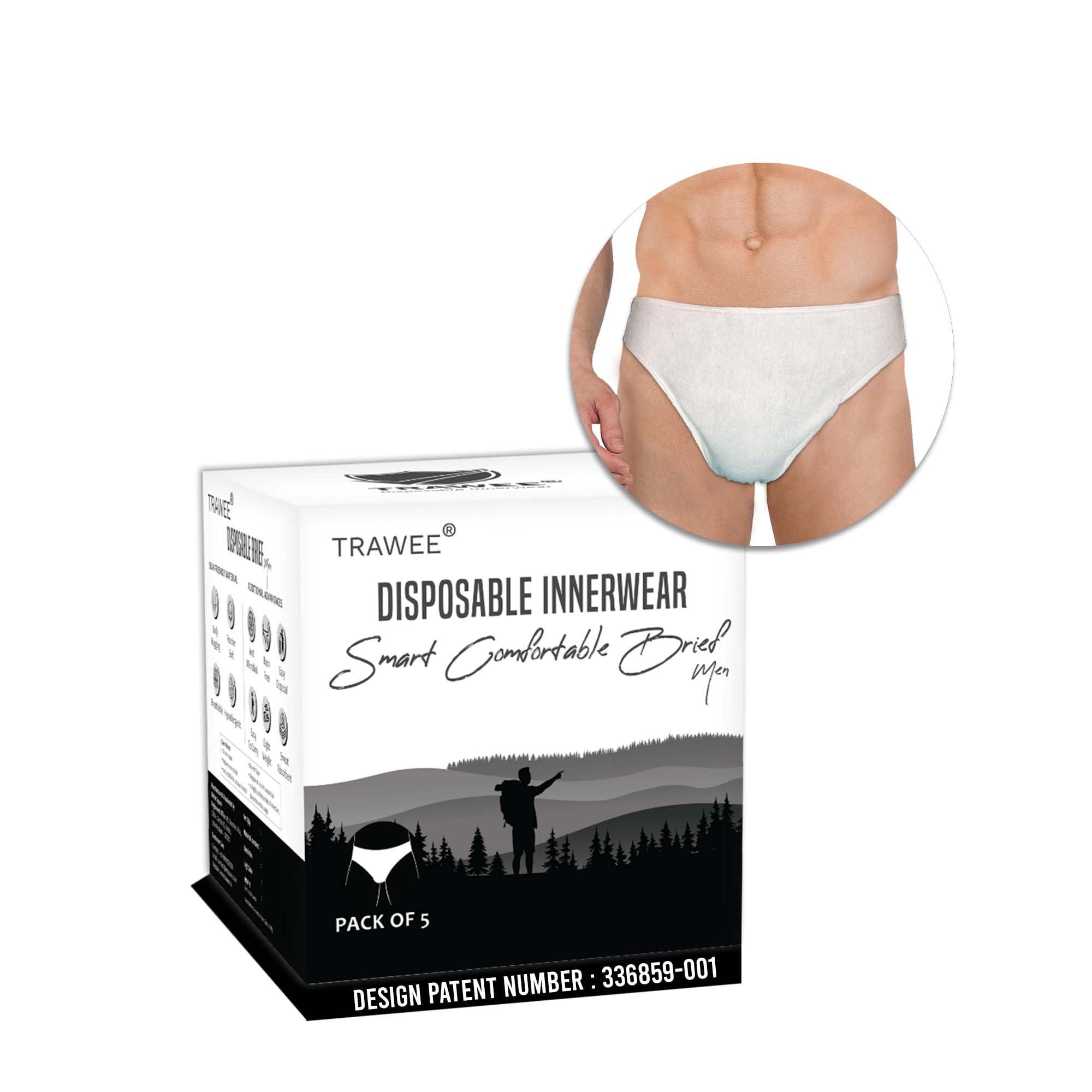 Trawee (Disposable Underwears) Trawee (Disposable Underwears) Travel Brief Underwear For Men(Pack Of 10)For Regular Use,Trekking,Camping,Spa,Herbal Treatments,Hospital Stay Or Incontinence. Soft&Comfortable Body Hugging Fit