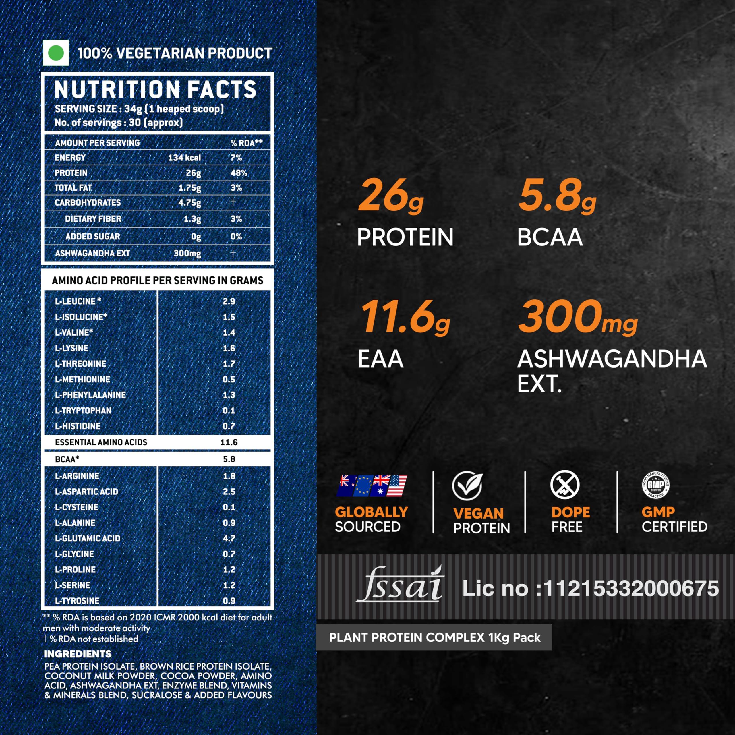 Asitis Nutrition Asitis Nutrition ATOM Plant Protein 1kg | 25g Protein | Amino Profile similar to Whey | Easy to Digest | Vegan