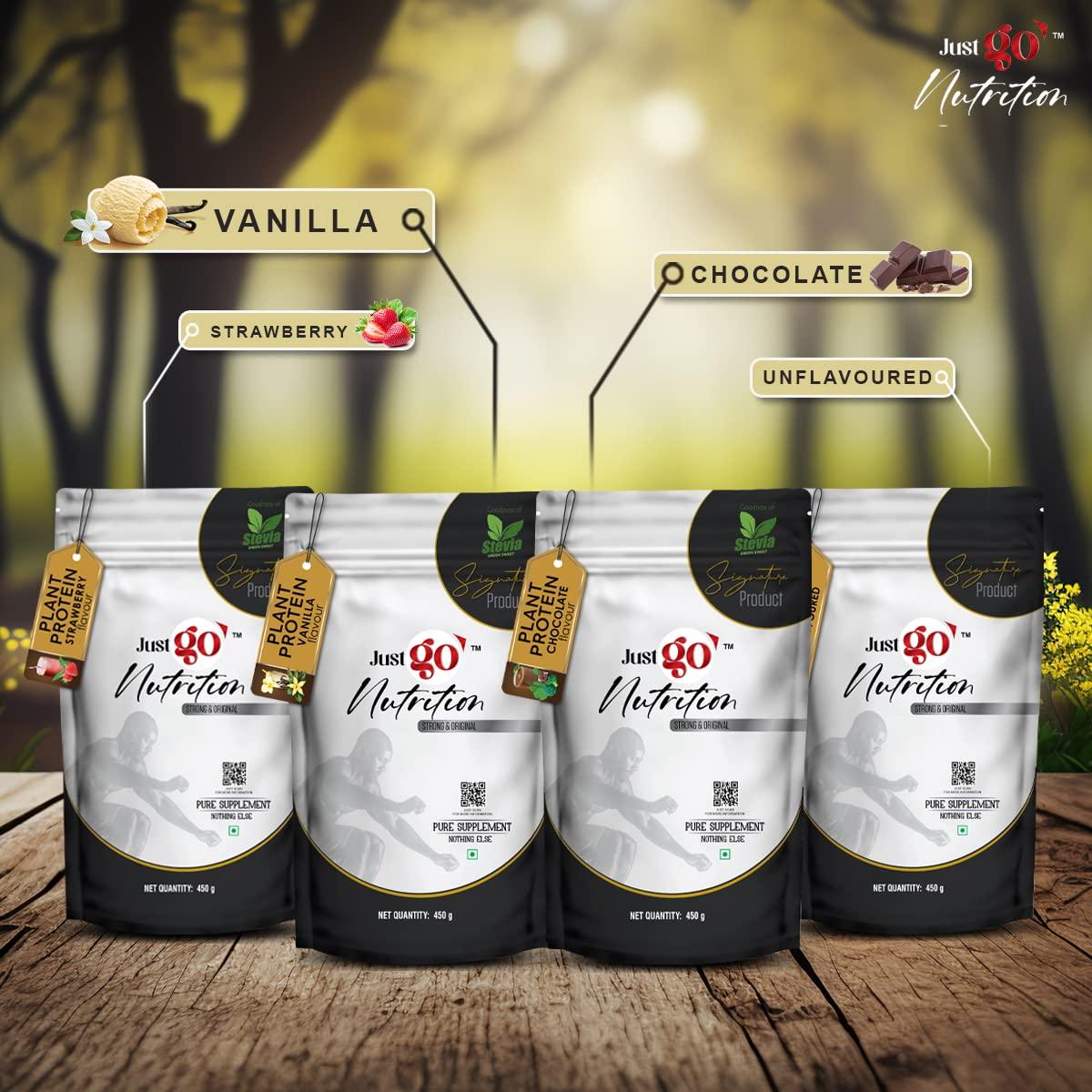 JUST GO NUTRITION Just Go Nutrition Plant Protein Powder | Cappuccino Flavour | With Stevia | Vegan & Sugar-Free | 25g Protein per Serving | Pure Supplement | 450g Pack