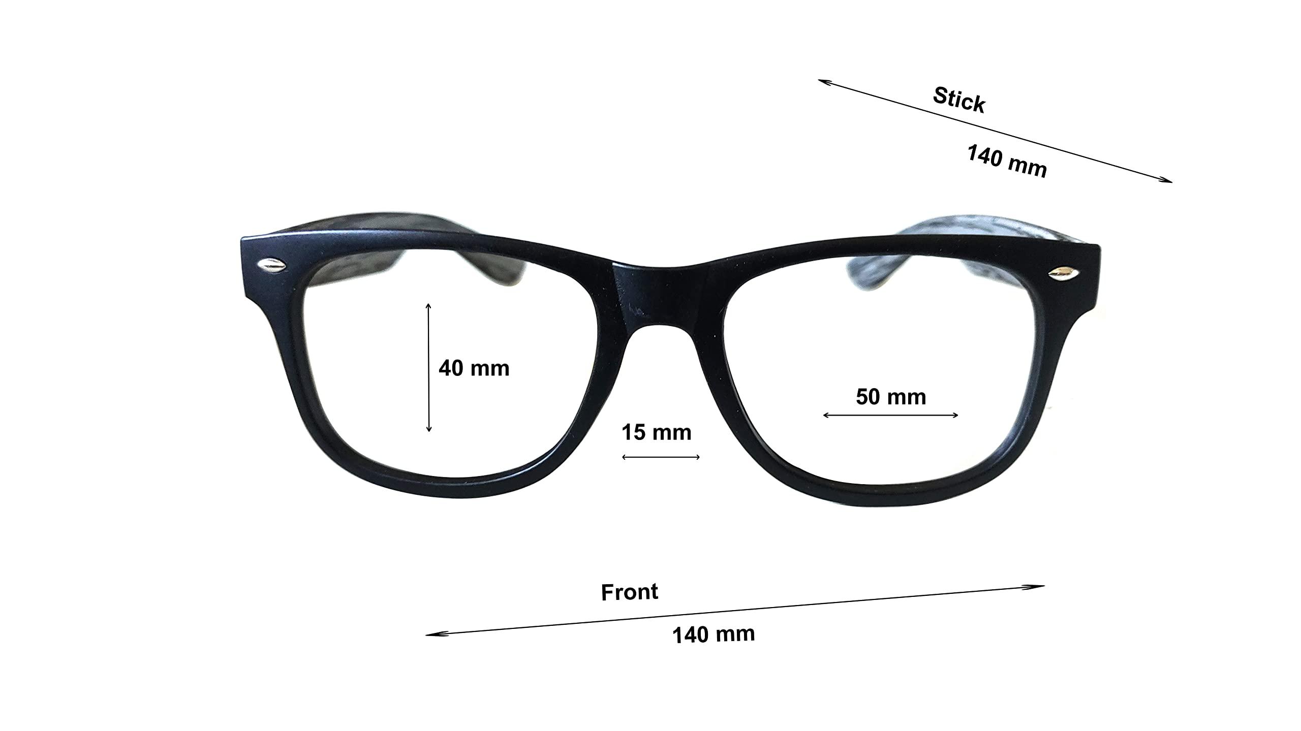 Nspecs An Optical Mall N specs Bifoacal Reading Glasses Distance Zero Power Near +1.00 to +3.00 Power For Mens Womens Black Colour Thick Side TR90 Material Frame With Unbrekable Fibre Glasses (+2.00)