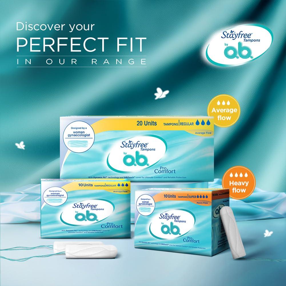 Stayfree Stayfree Tampons by OB| Normal flow|20 piece| Dynamic Fit Technology| Rashfree| No skin irritation| Upto 100% leakage protection| Silk touch technology| Stain free